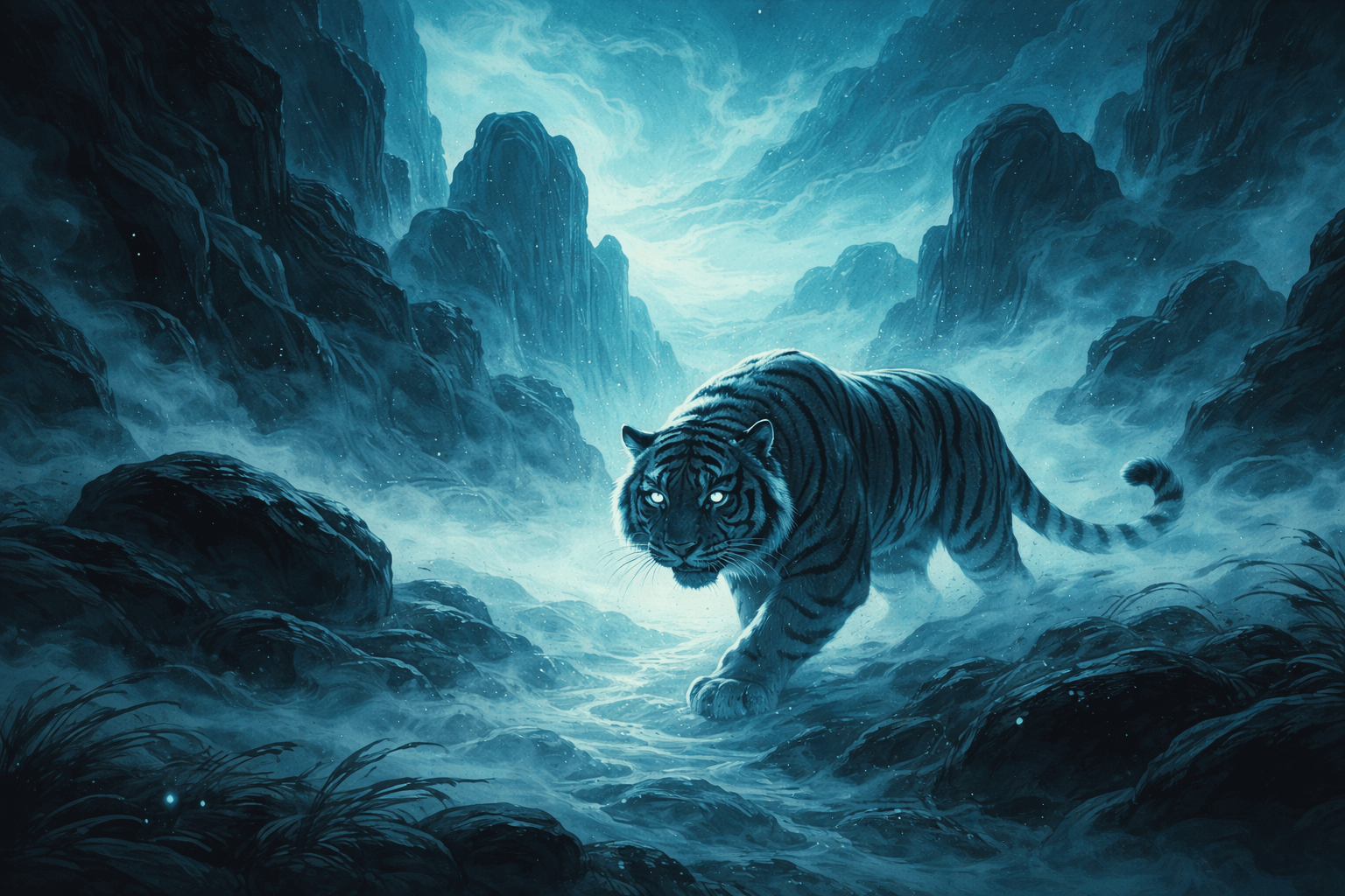 Island shore of an larger island with volcanic activity and raging sea